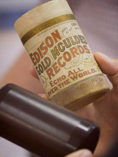 Gold moulded wax cylinder with original box