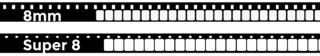 8 millimeter and Super 8 millimeter film strip comparison