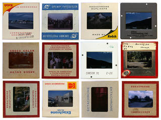 Assorted color film slides and slide mounts