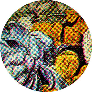 Offset litho rosette ink dot pattern