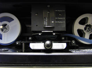 Microfilm reels in reader