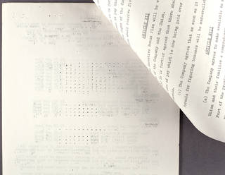 Stencil print ink transferred to verso of preceding sheet