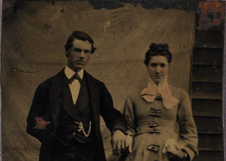 Tintype lacquer flaking, iron support rusted